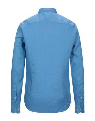 Shop Drumohr Man Shirt Pastel Blue Size 3xl Linen