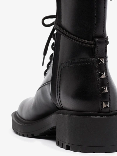 Shop Valentino 50 Rockstud Leather Boots In Black