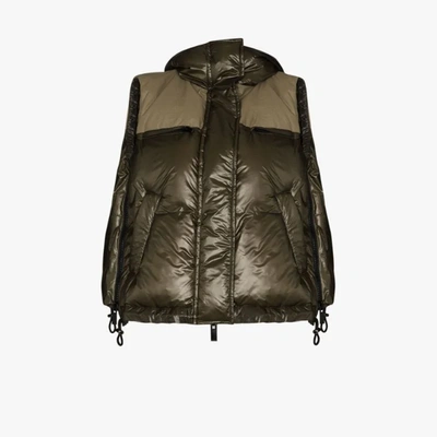 Shop Sacai Padded Hooded Gilet In Green