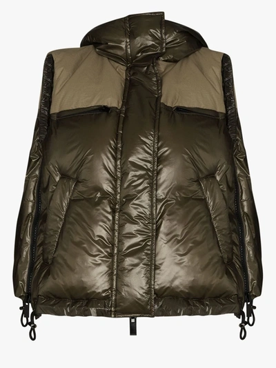 Shop Sacai Padded Hooded Gilet In Green