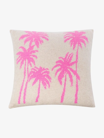 Shop The Elder Statesman Neutral Palm Tree Cashmere Cushion In Neutrals