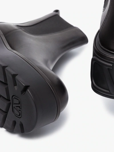 Shop Valentino Black Uniqueform 85 Flatform Leather Chelsea Boots