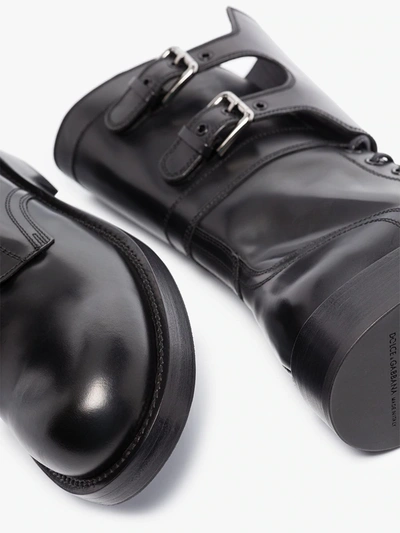 Shop Dolce & Gabbana Black Leather Combat Boots
