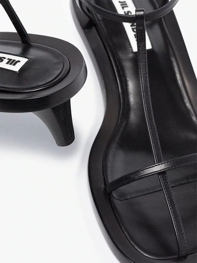 Shop Jil Sander 45 T-bar Leather Sandals In Black