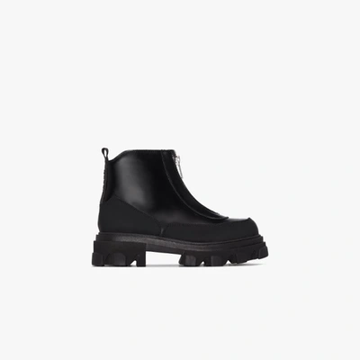 Shop Ganni Black Polido Leather Boots