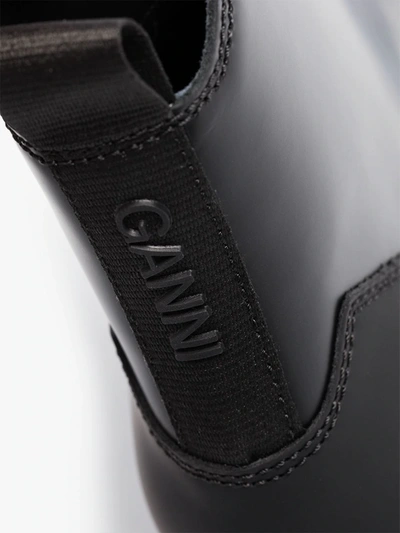 Shop Ganni Black Polido Leather Boots