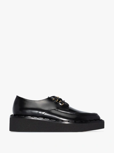 Shop Valentino Black Rockstud Flair Flatform Brogues