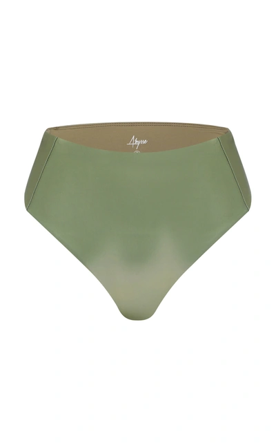 Shop Abysse Benson High-rise Cheeky Cut Bikini Bottoms In Green