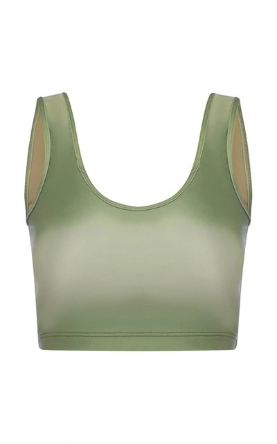Shop Abysse Mary-lou Pull-on Swim And Activewear Crop Top With Shelf Bra In Green