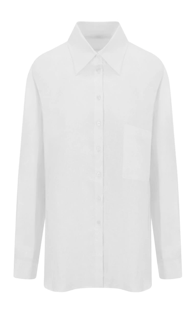 Shop Aexae Women's Linen Woven Shirt In White,brown