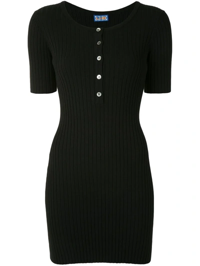 Shop Lhd Ribbed-knit Mini Dress In Black