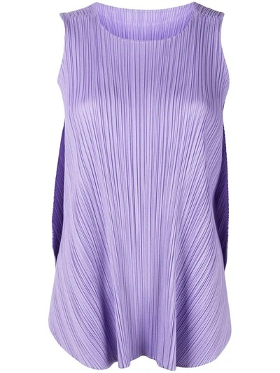 Shop Issey Miyake Pleated Tank Top In Purple