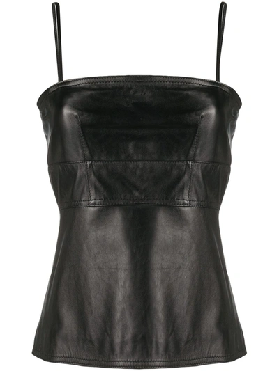 Shop Manokhi Valeria Leather Sleeveless Top In Black