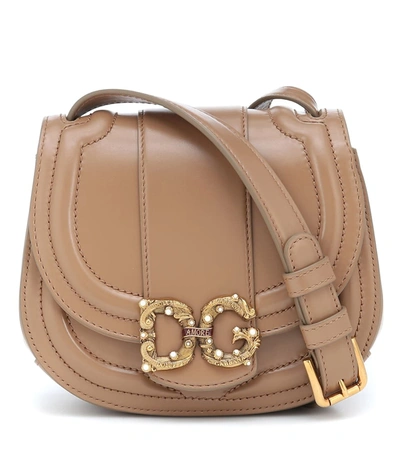 Shop Dolce & Gabbana Dg Amore Small Leather Crossbody Bag In Beige