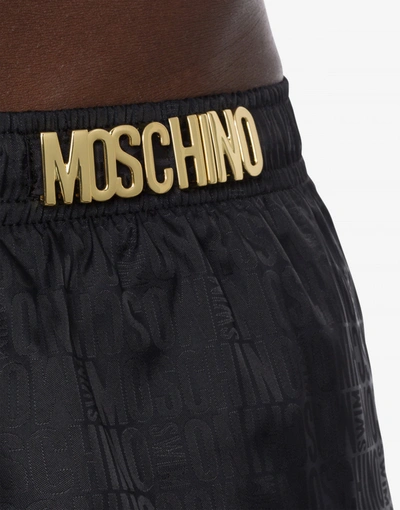 Shop Moschino Swim Boxer Lettering Logo In Black