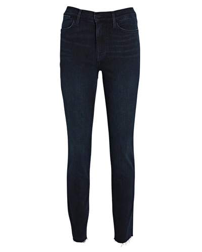 Shop Frame Le High Skinny Raw-edge Jeans In Denim-drk