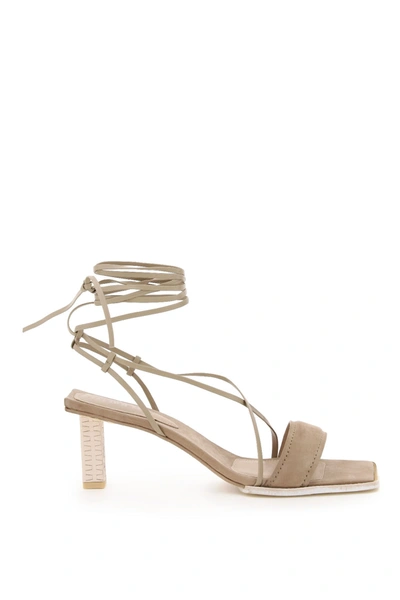 Shop Jacquemus Adour Suede Sandals In Brown (beige)