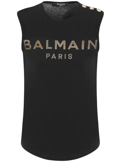 Shop Balmain Paris Tank Top In Black
