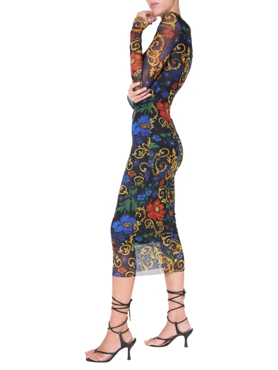Shop Versace Jeans Couture Printed Dress In Multicolor