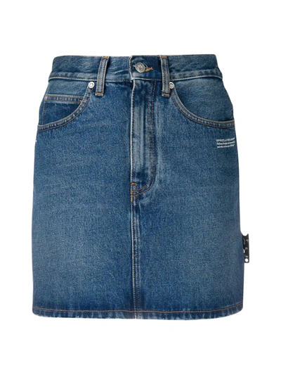 Shop Off-white Blue Denim Mini Skirt In Blue Brown