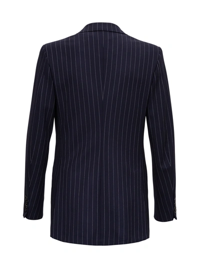 Shop Tonello Double-breasted Pinstripe Jacket In Blu