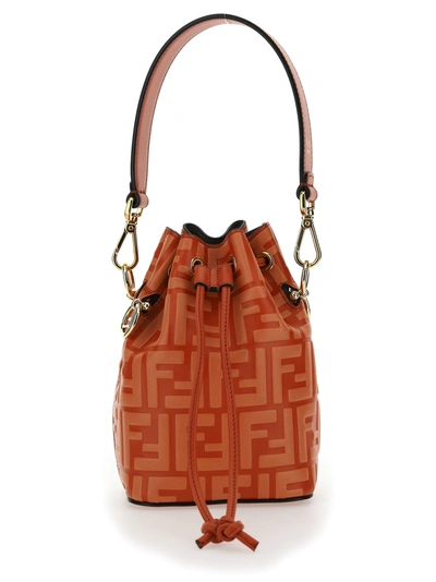 Shop Fendi Mini Mon Tresor Bucket Bag In Brick/os