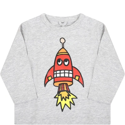 Shop Stella Mccartney Grey T-shirt For Babyboy With Rockets