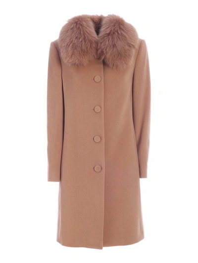Shop Blumarine Fox Fur Coat In Brown