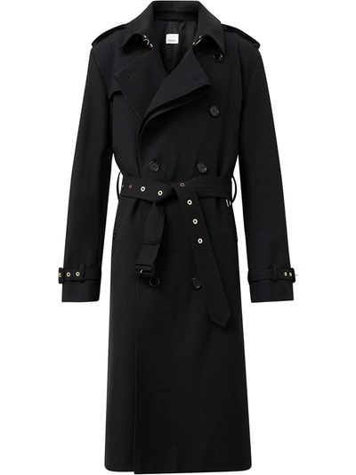 Shop Burberry Twill Loop-back Trench Coat In Black