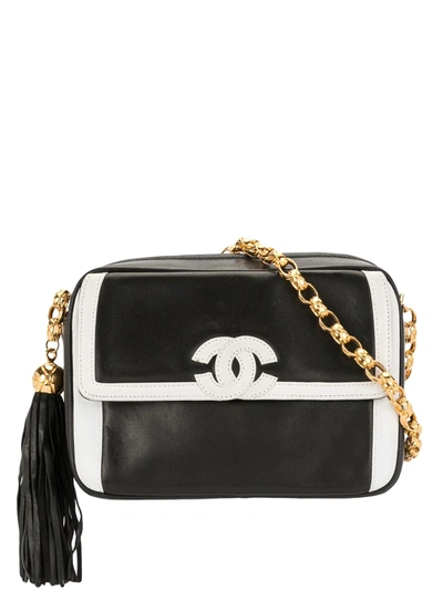 Pre-owned Chanel 1992 Cc Tassel Crossbody Bag In Black