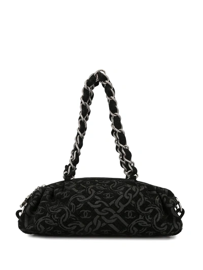 Pre-owned Chanel 2006 Corduroy Chain Shoulder Bag In Black