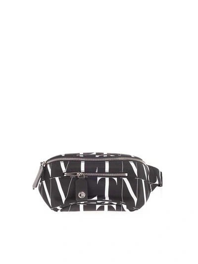 Shop Valentino White Printed Logo Belt Beg In Black