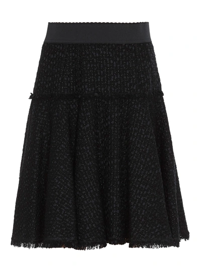 Shop Dolce & Gabbana Flared Tweed Skirt In Black
