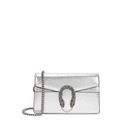 Shop Gucci Dionysus Super Mini Silver Leather Cross-body Bag