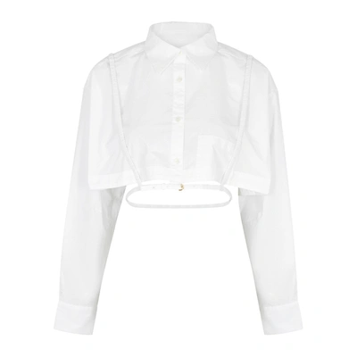 Shop Jacquemus La Chemise Cavaou Cropped Cotton Shirt In White