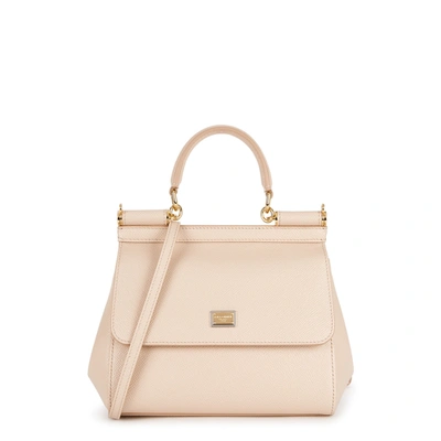 Shop Dolce & Gabbana Sicily Small Pink Leather Top Handle Bag