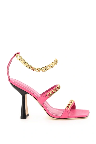 Shop By Far Gina Sandals With Chains In Hot Pink (fuchsia)