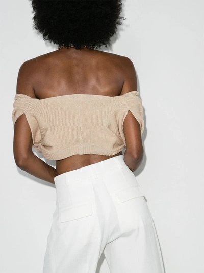 Shop Jacquemus Le Cardigan Valerie Knitted Top In Neutrals