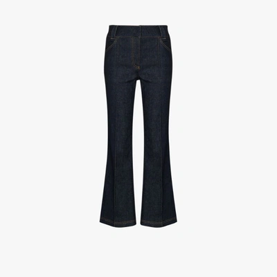 Shop Fendi Quilted Pocket Flared Jeans In Blue