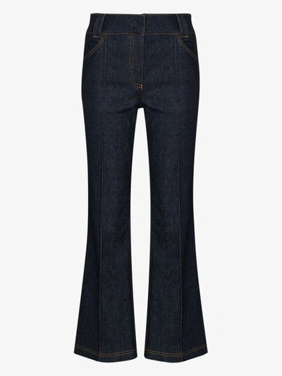 Shop Fendi Quilted Pocket Flared Jeans In Blue