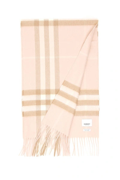 Shop Burberry Giant Check Scarf In Pale Blush