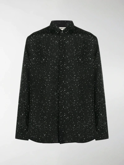 Shop Saint Laurent Paint Splatter Print Shirt In Black