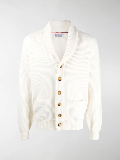 Shop Brunello Cucinelli Flecked Rib Cardigan In Neutrals