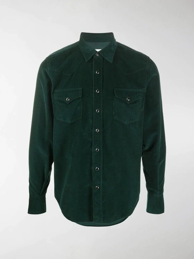 Shop Saint Laurent Corduroy Shirt In Green