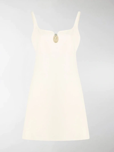 Shop Gucci Square G Fitted Mini Dress In Nude