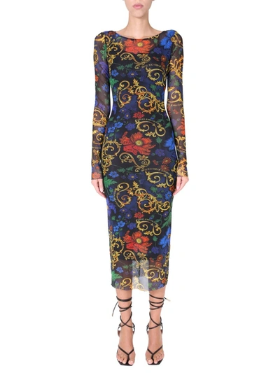 Shop Versace Jeans Couture Printed Dress In Multicolour