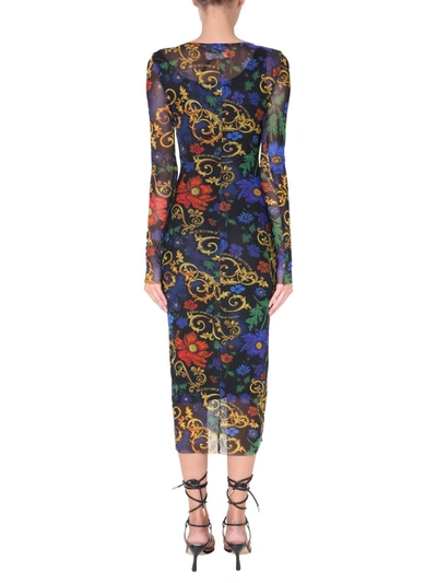 Shop Versace Jeans Couture Printed Dress In Multicolour