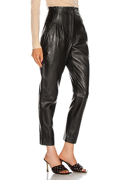 Shop Alberta Ferretti Leather Slim Pant In Black