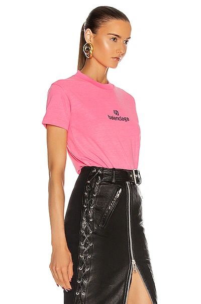 Shop Balenciaga Short Sleeve Small Fit T Shirt In Bubble Gum & Black