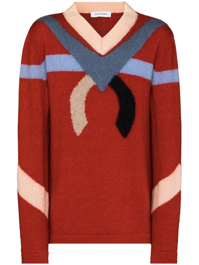 'nolan' Abstract Intarsia Sweater In Red